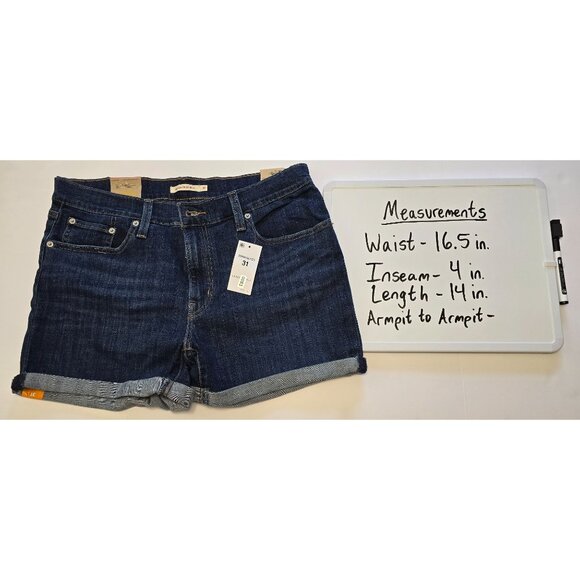 Levi's Womens size 31 Mid-Length Denim Shorts Mid Rise Slim Through Hip Waist 33 - Picture 4 of 6